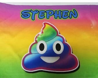 rainbow poop emoji pillow