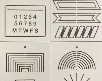 Set of x4 Bullet Journal stencils -set 2