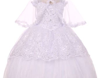 tunning baptism dress with intricate organza material