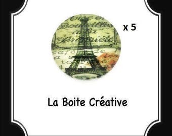 5 glass eiffel tower colorful 16 mm round cabochons
