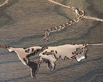 Rose Gold Continent World Map Necklace Popular Trending