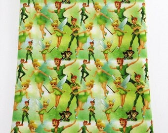 Tissu Coton imprimé thème " La Fée Clochette "