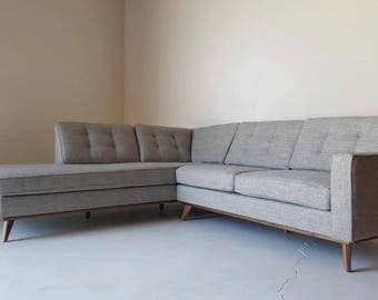 Mid Century Modern Sectional Chaise Sofa