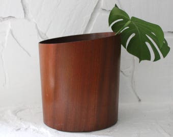 Reserved for MH* Angled Mid Century Teak Wastepaper Basket