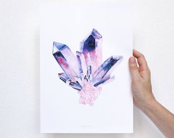 Art print watercolor Amethyst