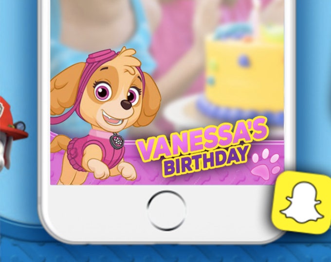 SNAPCHAT Geofilter Customized for partys Paw Patrol - Skye- We deliver your order in record time! Less than 4 hours! Nick Party.