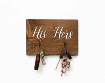 Key holder Key hanger Key hooks His and Her decor Custom key holder Personalized key holder Rustic key hooks Farmhouse key hanger