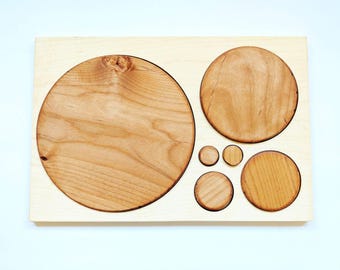 Wooden puzzle - wooden circle puzzle - math lover gift - math manipulative - gift for kids - Montessori toys - Waldorf toys - wooden toys