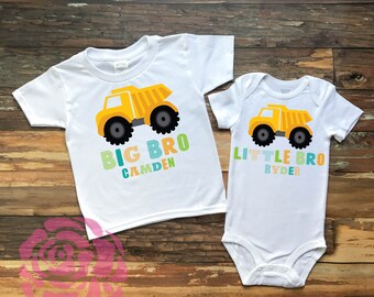 Big Brother Little Brother Dump Truck Shirt Set, Brother Shirt, Big Brother Shirt, Little Brother Shirt, Big Brother Little Brother Shirts