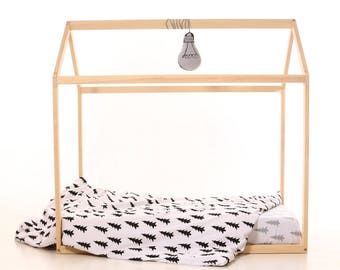 120 x 200 cm WITH LEGS 30cm and slats bed montessori wooden house. Children bed house .Play wood house.Play wooden house bed.Kids teepee