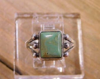 Vintage Turquoise Sterling Silver Ring Size 7 3/4