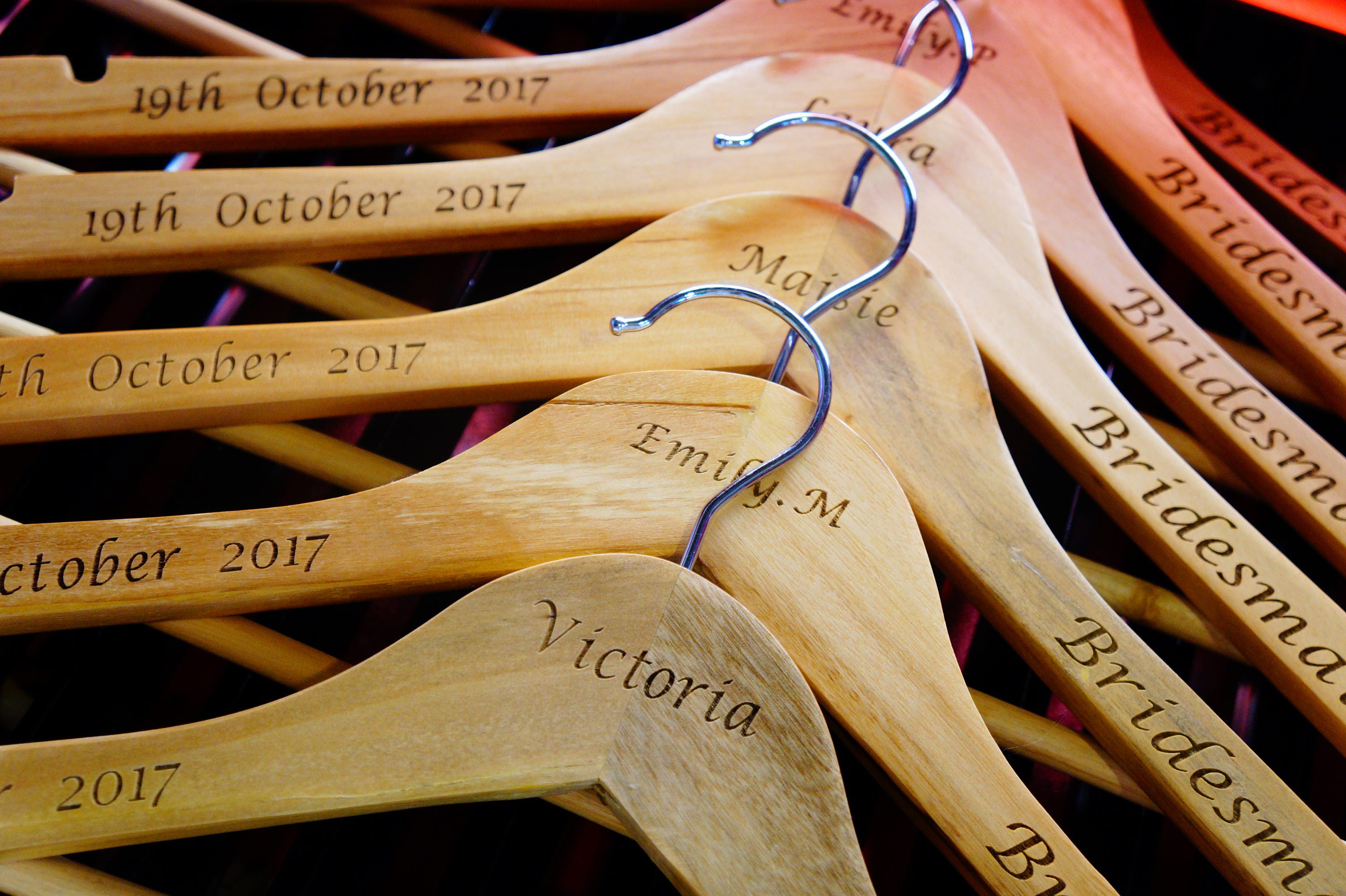 Wooden Engraved Hangers Single Hangers Laser Engraved