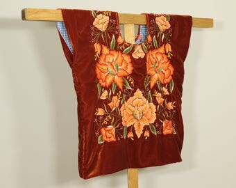 HUIPIL ANTIGUO estilo FRIDA Kahlo: blusa de tehuana con