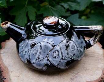 Wedding gift|for|couple Ceramic teapot Fishes Large teapot Daughter Gift for teacher Gift|for|coworker Girlfriend gift|for|woman Mothers day