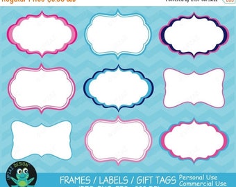 75% OFF SALE Label Frames Clipart, Vector Graphics, Commercial Use, Label Frames Vector, Digital Clip Art, Gift Tags, Digital Images - UZ629