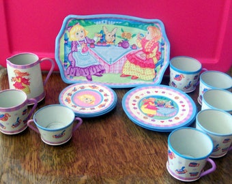 A Vintage Childs Tin Tea Set