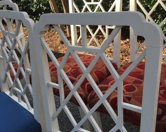 Chinese Chippendale Fretwork Dining Chairs