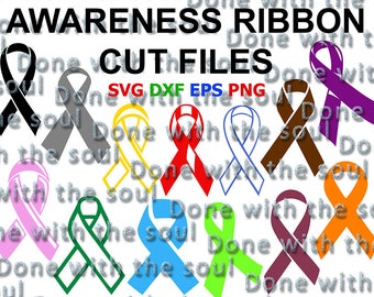 Awareness ribbon cut - Ribbon svg - Ribbon cut file - Awareness cutting - Awareness ribbon svg - Svg eps dxf - Ribbon vector - Cutting files