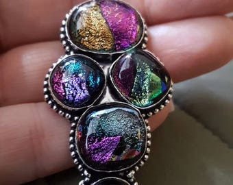 Rainbow Dichroic Glass Pendant !