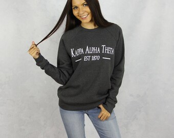 Kappa Alpha Theta Crewneck Sweatshirt in Charcoal Gray