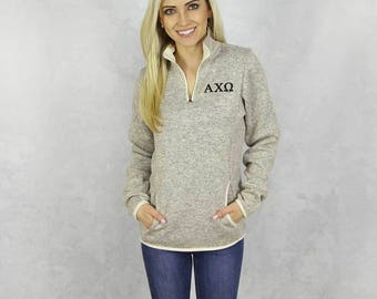 Alpha Chi Omega Quarter Zip Pullover Fleece