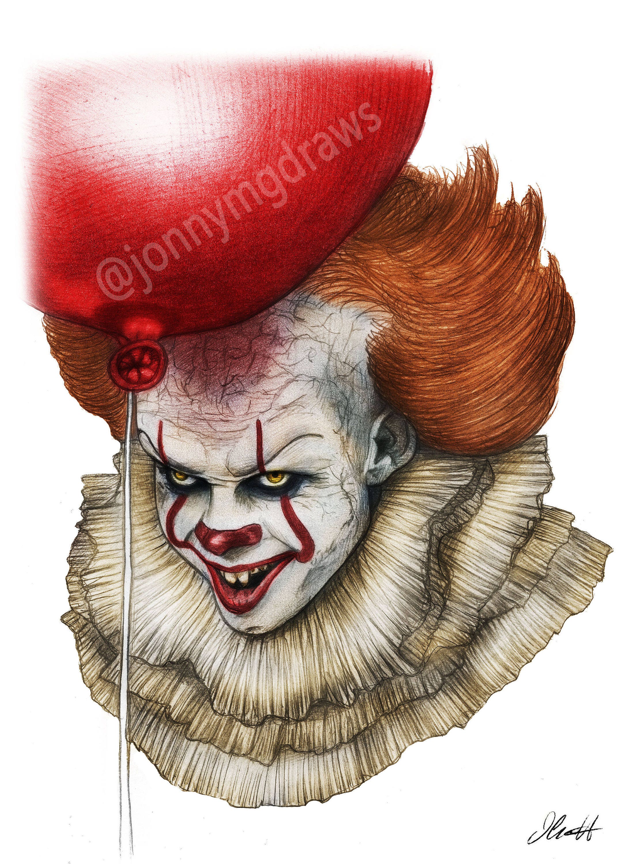 Bill Skarsgard as Pennywise IT Clown A4 Portrait