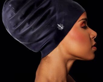 Jumbo or XL Swim Cap by Aquastockings - Dreadlock, braids, locs - black colour swimcap - for long hair or short thick hair, dry dreads, afro