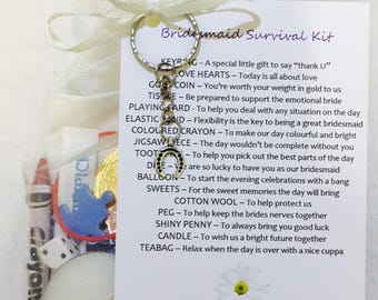 Bridesmaid Survival Gift Kit Card With Keyring Choose Beautiful Unique Thank You Present/Gift