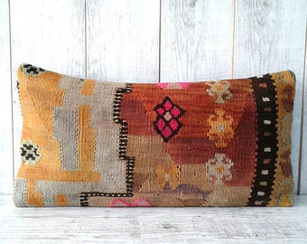 Kilim pillow wool pillow vintage turkish kilim pillow