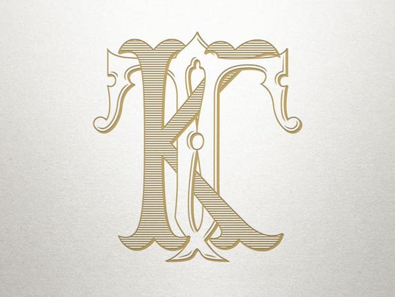 Interlocking Monogram Design KT TK Interlocking Monogram