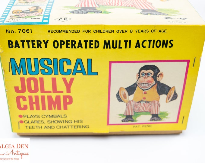 Musical Jolly Chimp | Vintage 1950s Toy | Working w/ Original Box | Daishin CK Japan