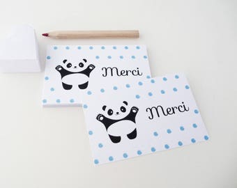 Set of 18 illustrated with a little panda thank you cards