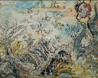 ORIGINAL 50 x 40 cm "Communication of the planetary Union" canvas