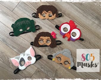 Moana Inspired Mask, Maui Inspired Mask, Pua, Te Fiti, Gramma Tala, Hei Hei, Moana birthday party, Moana party favor,Cosplay, Kids Masks