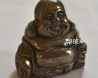 Pyrite 3, 5 x 3 laughing Buddha statuette, 5x2cm