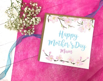 Mother's Day Card Cherry Blossom Mothers Day Card Pink