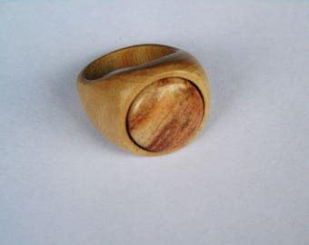 Wooden ring of Eucalyptus with a stone of the Valley of the Mosel Germany