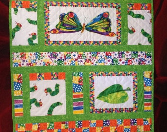 Handmade cot/quilt/bed topper the very hungry caterpillar new