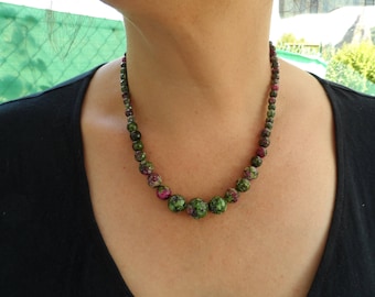 Ruby-Zoisite stone necklace