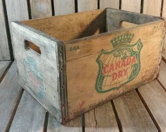 Wooden Soda Crate, Vintage Shipping Crate, Old Wood Crate, Canada Dry Soda Crate, Vintage Wooden Box, Old Box, Wood Box