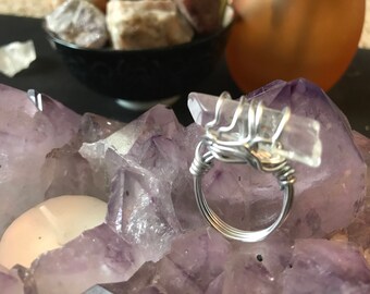 Clear Quartz Wire Wrap Ring**CLEANSED AND BLESSED