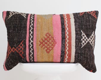 Turkish Kilim Pillow Cover Fabric Turkey Kilim Cushion Colorful Pillowcase Boho Style Bohemian Decorative Vintage Pillow