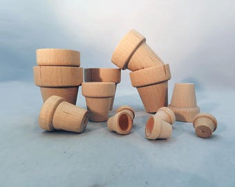Unfinished & Natural Wooden Flower Pots
