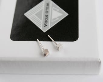 Silver Stud Earrings, Small Silver Studs, Cube Studs, Small Silver Earrings, Simple Earrings, Silver Jewelry, Geometric Jewellery