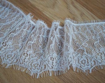 3 m * 10cm white offwhite lace chantilly lace fringe Ref. 2211