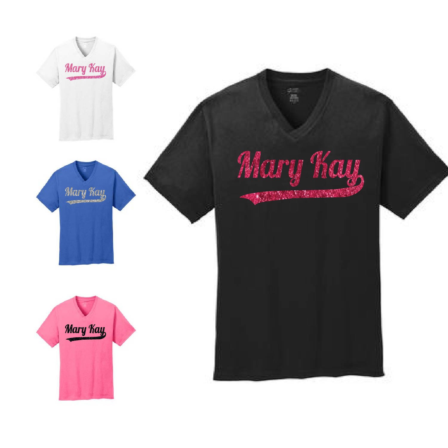 Glitter Mary Kay V-Neck T-Shirt Mary Kay Shirt Mary Kay