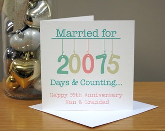 Personalised Hanging 55th Wedding Anniversary Card - Emerald Anniversary Card - Fifty-Fifth Anniversary Card - 55th Anniversary Card