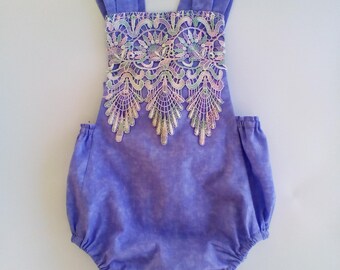 Baby girls romper / Mauve lace romper/ special occasion/ rainbow lace/ romper baby girls clothing / lace romper / big bow / toddler clothing