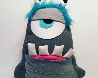 Monster, Monster toy, Stuffed monster, upcycled monster toy, Plush monster.