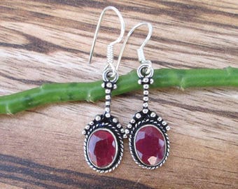 SALE!! Ruby Gemstone Earrings,Silver Ruby Earrings, Christmas-Wedding-Anniversary-Birthday-Lucky For Her-Gift For Girlfriend Earrings18